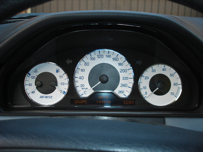 DB W210 White Face gauges Dials cockpit instruments Instrument cluster